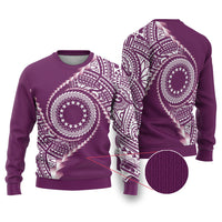 Cook Islands Gospel Day Ugly Christmas Sweater Maroon Tribal Curves