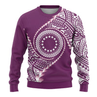 Cook Islands Gospel Day Ugly Christmas Sweater Maroon Tribal Curves