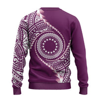 Cook Islands Gospel Day Ugly Christmas Sweater Maroon Tribal Curves