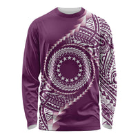 Cook Islands Gospel Day Long Sleeve Shirt Maroon Tribal Curves LT05 Unisex Maroon - Polynesian Pride