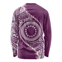 Cook Islands Gospel Day Long Sleeve Shirt Maroon Tribal Curves LT05 - Polynesian Pride