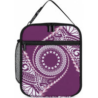 Cook Islands Gospel Day Lunch Bag Maroon Tribal Curves LT05 10.2 × 8.3 × 4.3 inch Maroon - Polynesian Pride