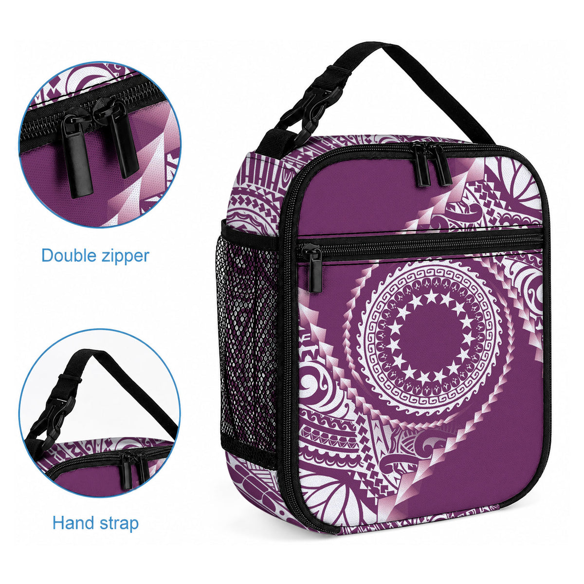 Cook Islands Gospel Day Lunch Bag Maroon Tribal Curves LT05 - Polynesian Pride