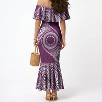 Cook Islands Gospel Day Mermaid Dress Maroon Tribal Curves LT05 - Polynesian Pride