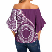 Cook Islands Gospel Day Off Shoulder Wrap Waist Top Maroon Tribal Curves LT05 - Polynesian Pride