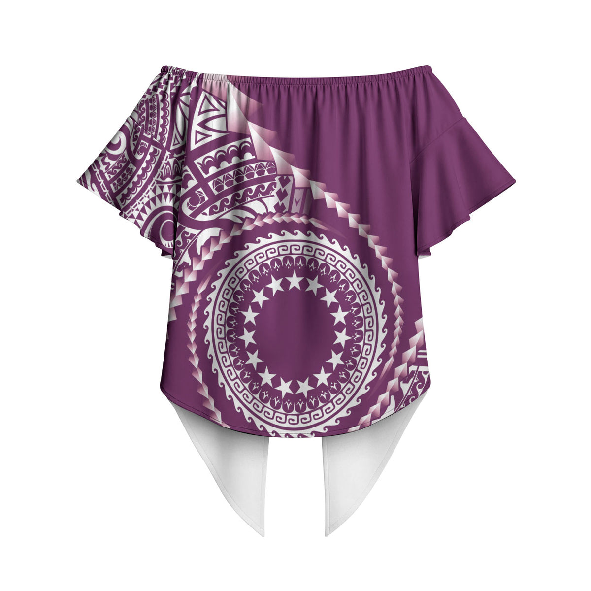 Cook Islands Gospel Day Off Shoulder Wrap Waist Top Maroon Tribal Curves LT05 - Polynesian Pride