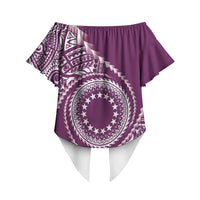 Cook Islands Gospel Day Off Shoulder Wrap Waist Top Maroon Tribal Curves LT05 - Polynesian Pride