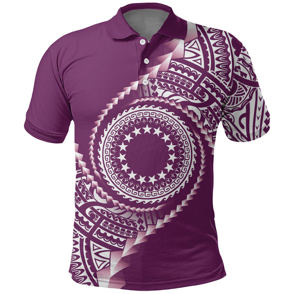 Cook Islands Gospel Day Polo Shirt Maroon Tribal Curves LT05 Maroon - Polynesian Pride