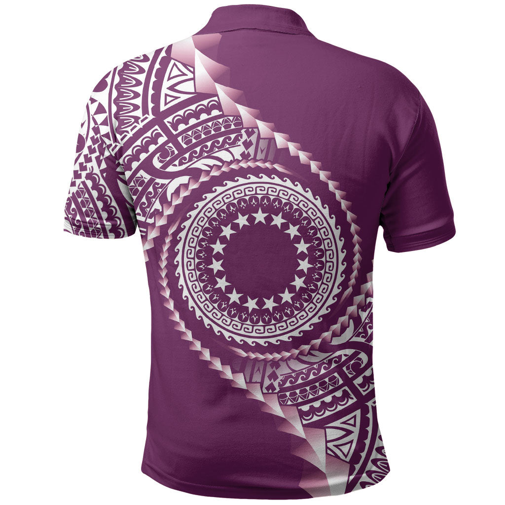 Cook Islands Gospel Day Polo Shirt Maroon Tribal Curves LT05 - Polynesian Pride