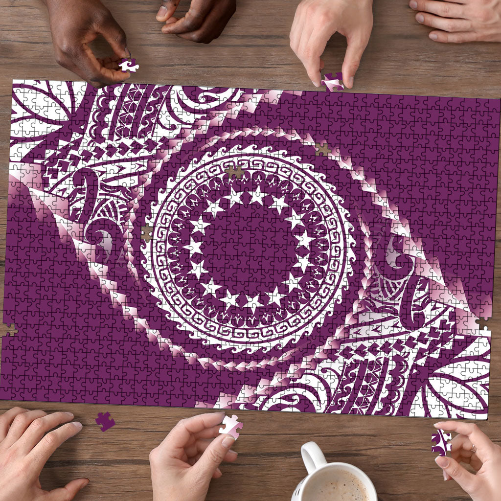 Cook Islands Gospel Day Puzzle Maroon Tribal Curves