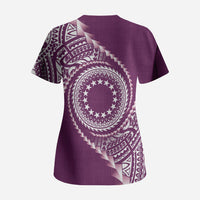 Cook Islands Gospel Day Scrub Top Maroon Tribal Curves LT05 - Polynesian Pride