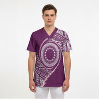 Cook Islands Gospel Day Scrub Top Maroon Tribal Curves LT05 - Polynesian Pride