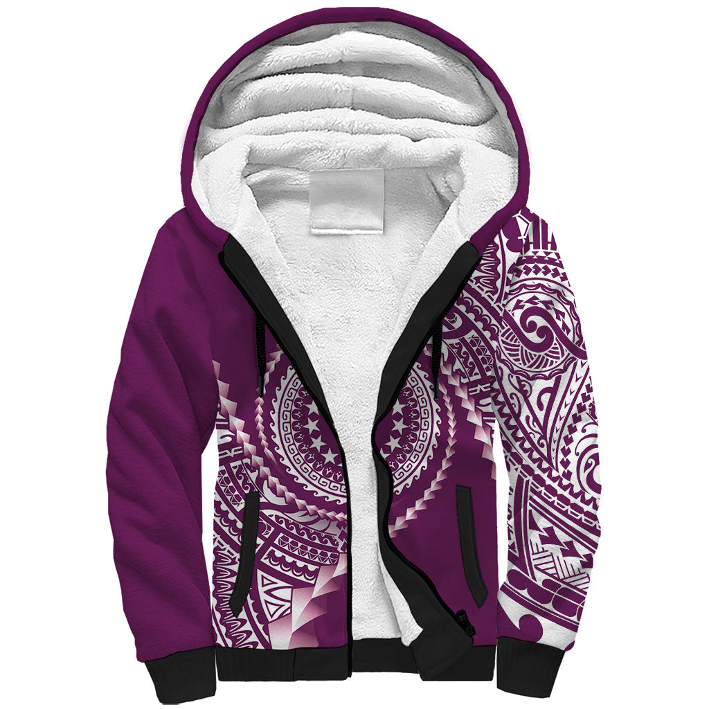 Cook Islands Gospel Day Sherpa Hoodie Maroon Tribal Curves LT05 Unisex Maroon - Polynesian Pride