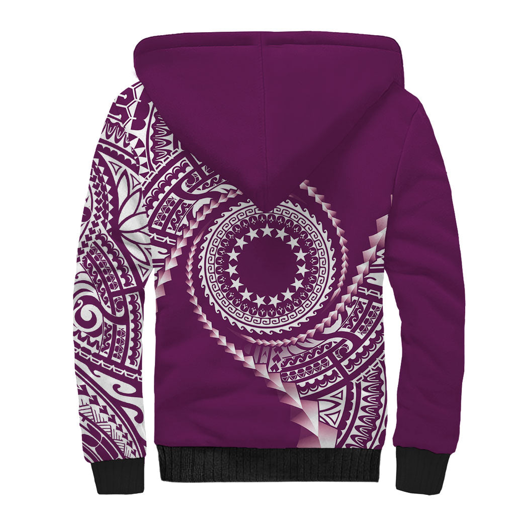 Cook Islands Gospel Day Sherpa Hoodie Maroon Tribal Curves LT05 - Polynesian Pride
