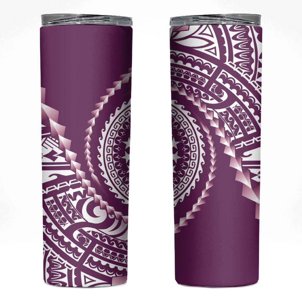 Cook Islands Gospel Day Skinny Tumbler Maroon Tribal Curves LT05 Maroon - Polynesian Pride