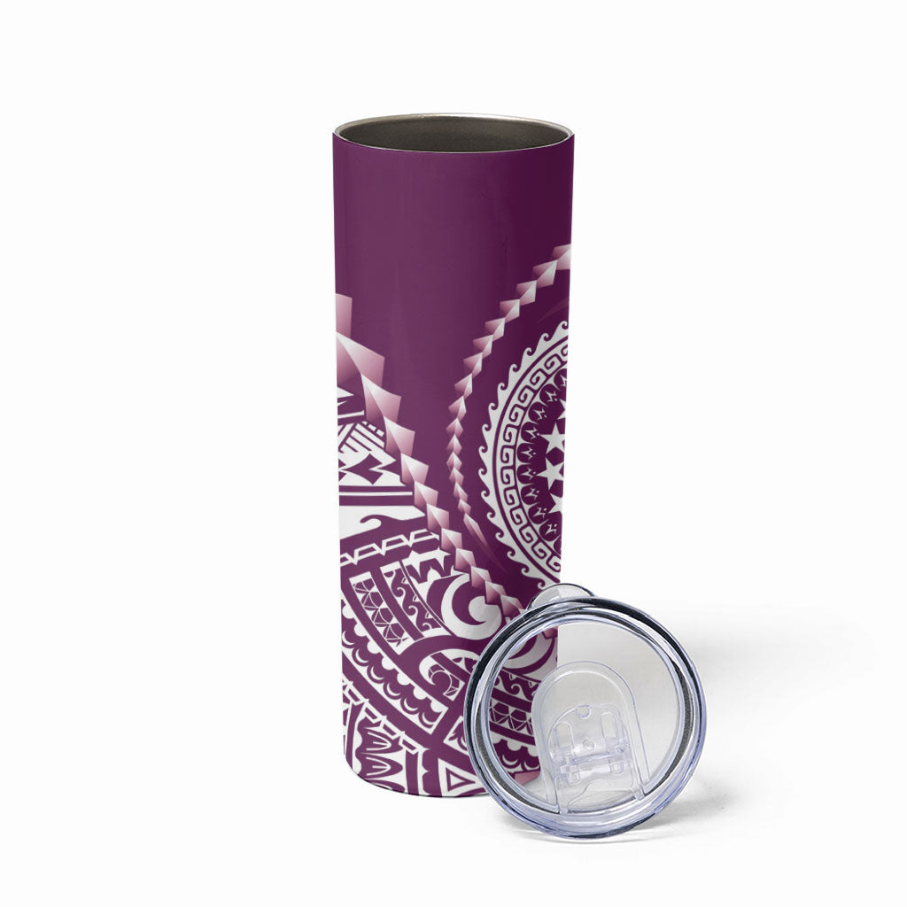 Cook Islands Gospel Day Skinny Tumbler Maroon Tribal Curves LT05 - Polynesian Pride