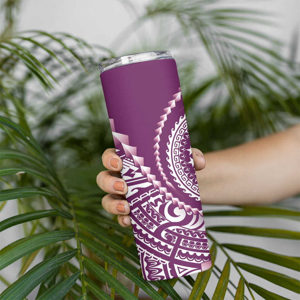 Cook Islands Gospel Day Skinny Tumbler Maroon Tribal Curves LT05 - Polynesian Pride