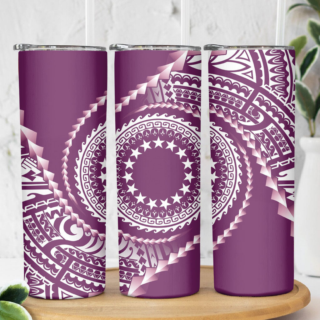 Cook Islands Gospel Day Skinny Tumbler Maroon Tribal Curves LT05 - Polynesian Pride
