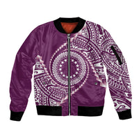 Cook Islands Gospel Day Sleeve Zip Bomber Jacket Maroon Tribal Curves LT05 Unisex Maroon - Polynesian Pride