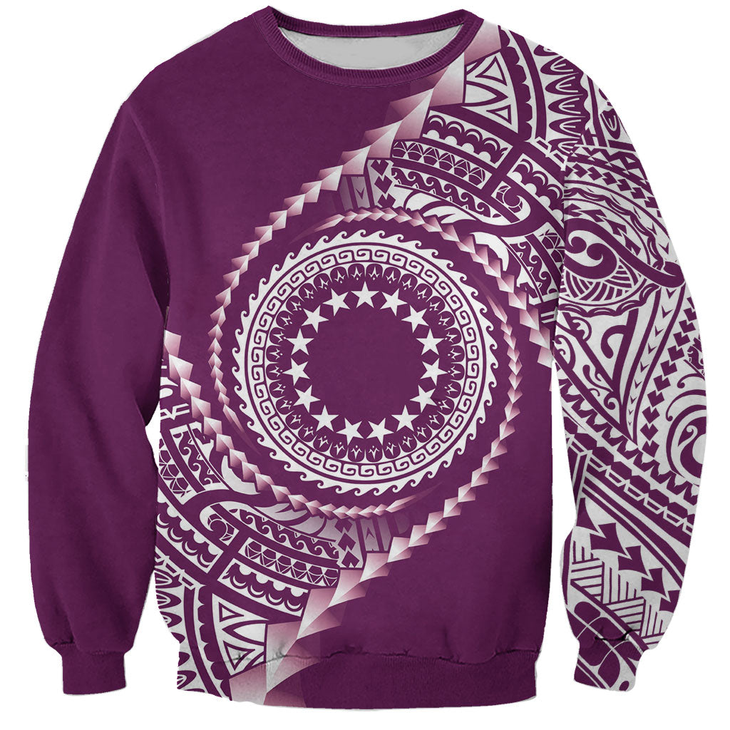 Cook Islands Gospel Day Sweatshirt Maroon Tribal Curves LT05 Unisex Maroon - Polynesian Pride