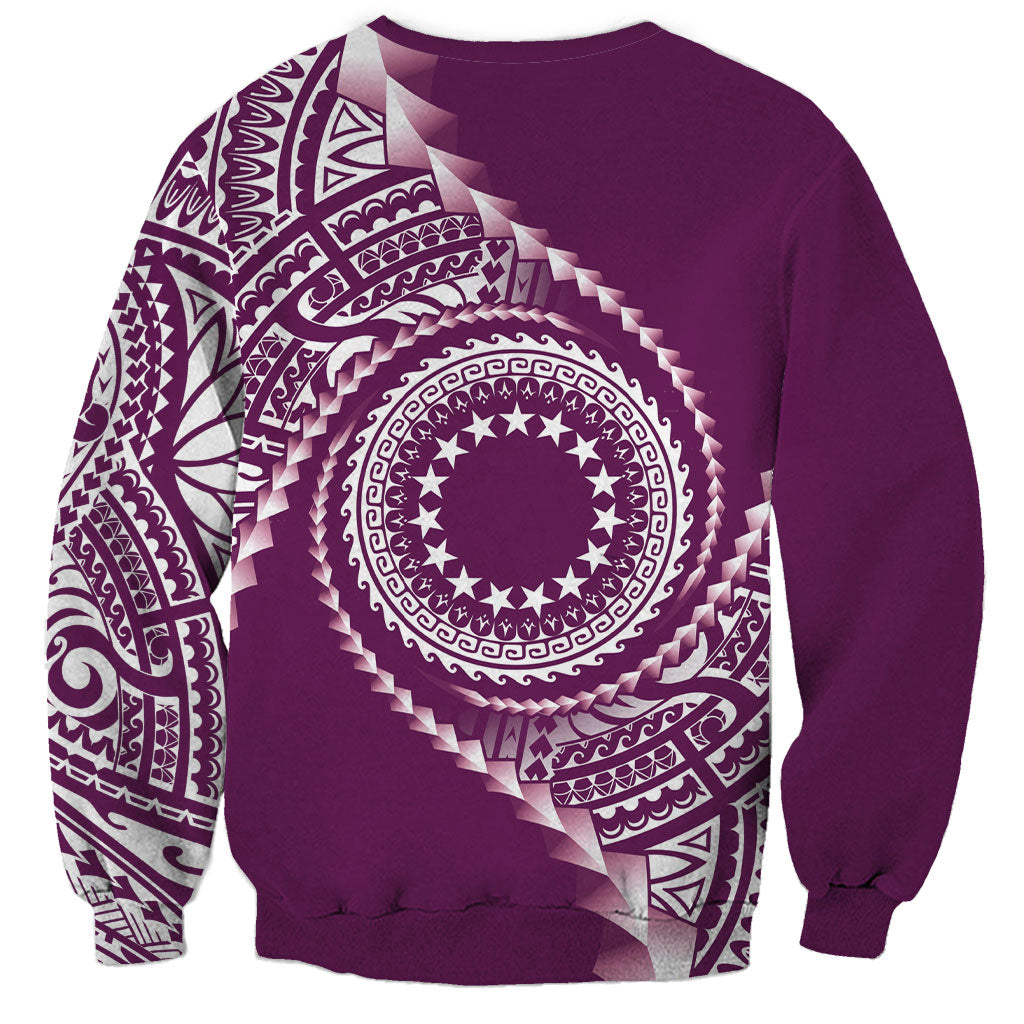 Cook Islands Gospel Day Sweatshirt Maroon Tribal Curves LT05 - Polynesian Pride