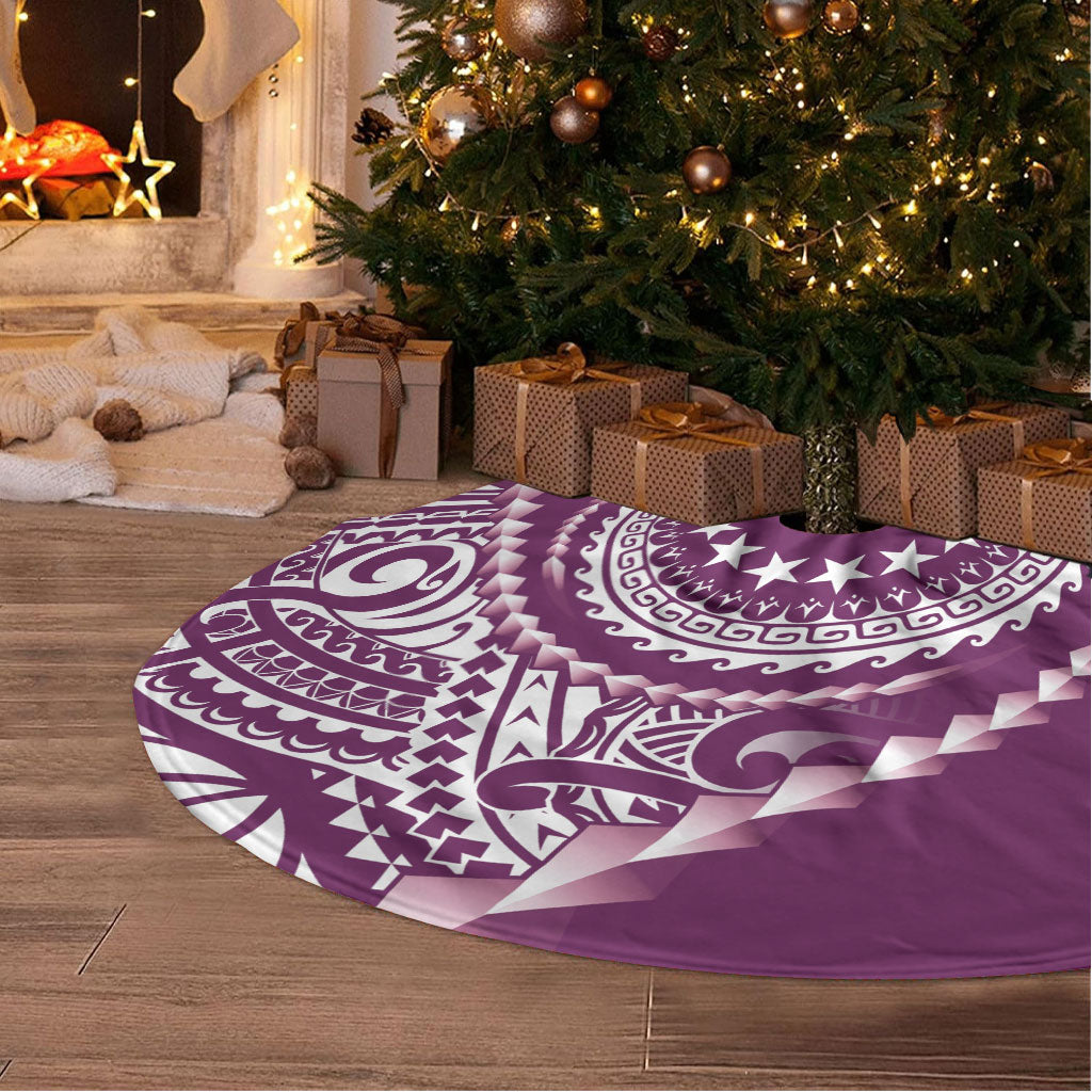 Cook Islands Gospel Day Tree Skirt Maroon Tribal Curves