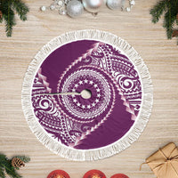 Cook Islands Gospel Day Tree Skirt Maroon Tribal Curves