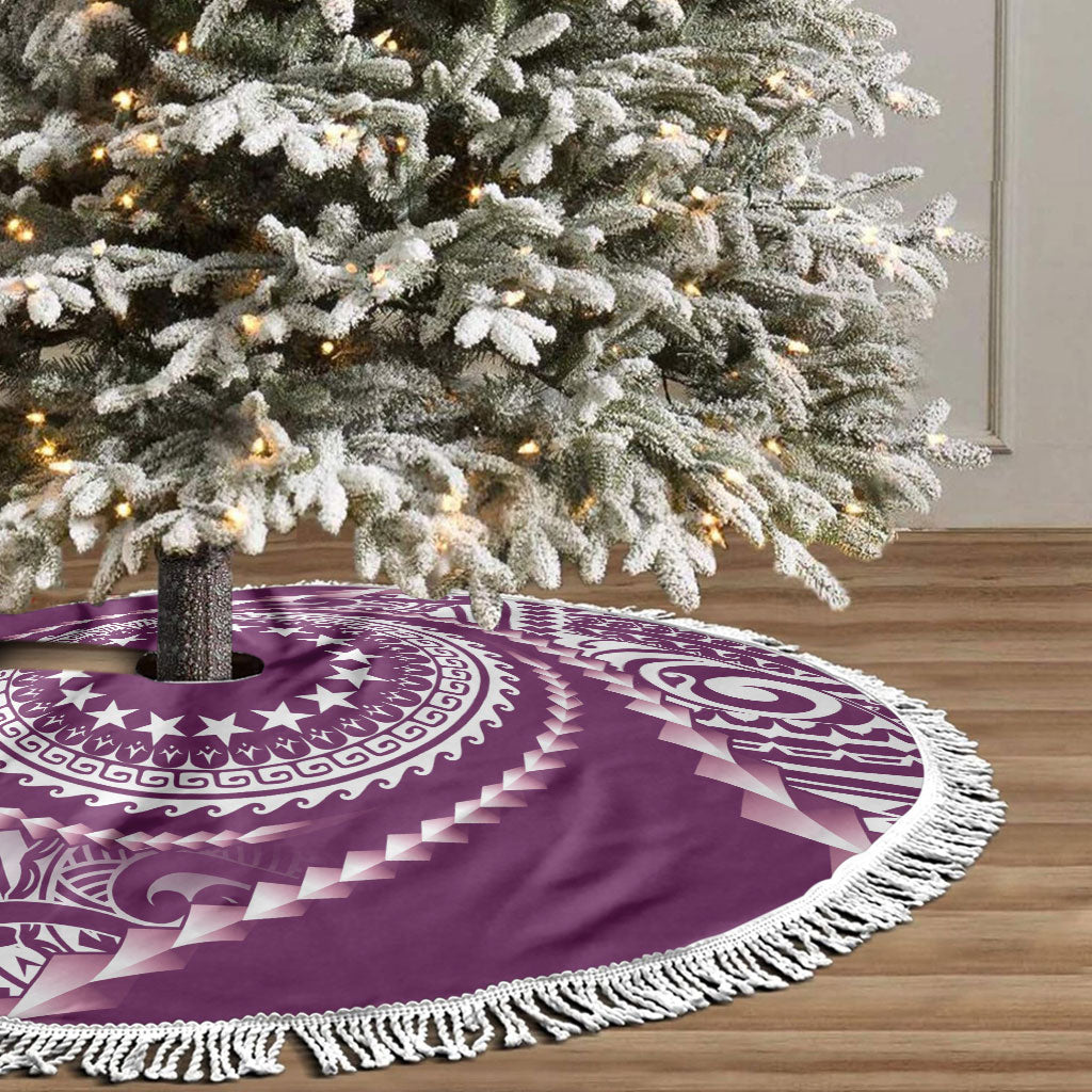 Cook Islands Gospel Day Tree Skirt Maroon Tribal Curves