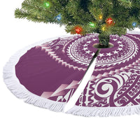 Cook Islands Gospel Day Tree Skirt Maroon Tribal Curves