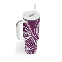 Cook Islands Gospel Day Tumbler With Handle Maroon Tribal Curves LT05 - Polynesian Pride