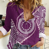 Cook Islands Gospel Day Women Casual Shirt Maroon Tribal Curves LT05 Female Maroon - Polynesian Pride