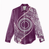 Cook Islands Gospel Day Women Casual Shirt Maroon Tribal Curves LT05 - Polynesian Pride