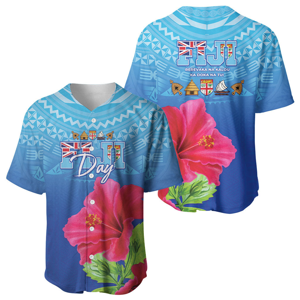 Bula Fiji Day Baseball Jersey Traditional Tapa Pattern With Hibiscus LT05 - Polynesian Pride