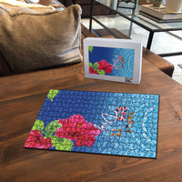 Bula Fiji Day Puzzle Traditional Tapa Pattern With Hibiscus LT05 - Polynesian Pride