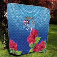 Bula Fiji Day Quilt Traditional Tapa Pattern With Hibiscus LT05 - Polynesian Pride