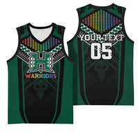 Custom Hawaii Warriors Football Basketball Jersey Rainbow Kakau Pattern Black LT05 - Polynesian Pride