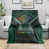Hawaii Warriors Football Blanket Rainbow Kakau Pattern Black LT05 - Polynesian Pride