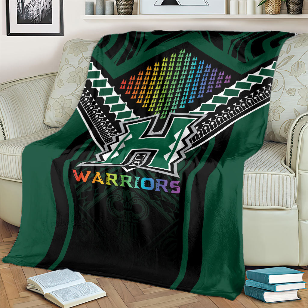 Hawaii Warriors Football Blanket Rainbow Kakau Pattern Black LT05 - Polynesian Pride