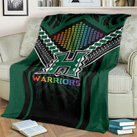 Hawaii Warriors Football Blanket Rainbow Kakau Pattern Black LT05 - Polynesian Pride
