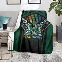 Hawaii Warriors Football Blanket Rainbow Kakau Pattern Black LT05 - Polynesian Pride