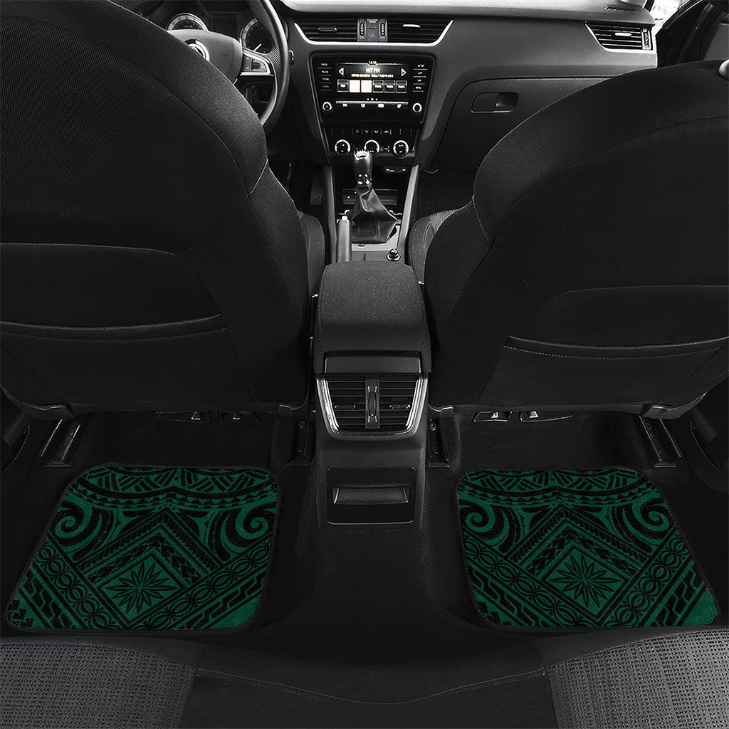 Custom Hawaii Warriors Football Car Mats Rainbow Kakau Pattern Black LT05 Set 2pcs - Back Black - Polynesian Pride