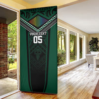Custom Hawaii Warriors Football Door Cover Rainbow Kakau Pattern Black LT05 - Polynesian Pride