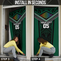 Custom Hawaii Warriors Football Door Cover Rainbow Kakau Pattern Black LT05 - Polynesian Pride