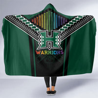 Hawaii Warriors Football Hooded Blanket Rainbow Kakau Pattern Black LT05 One Size Black - Polynesian Pride