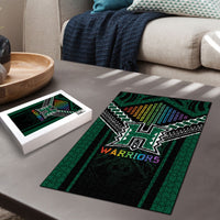Hawaii Warriors Football Puzzle Rainbow Kakau Pattern Black LT05 - Polynesian Pride