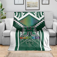 Hawaii Warriors Football Blanket Rainbow Kakau Pattern Green LT05 - Polynesian Pride