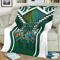 Hawaii Warriors Football Blanket Rainbow Kakau Pattern Green LT05 - Polynesian Pride