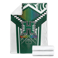 Hawaii Warriors Football Blanket Rainbow Kakau Pattern Green LT05 - Polynesian Pride