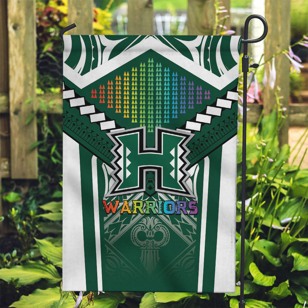 Hawaii Warriors Football Garden Flag Rainbow Kakau Pattern Green LT05 Garden Flag Green - Polynesian Pride
