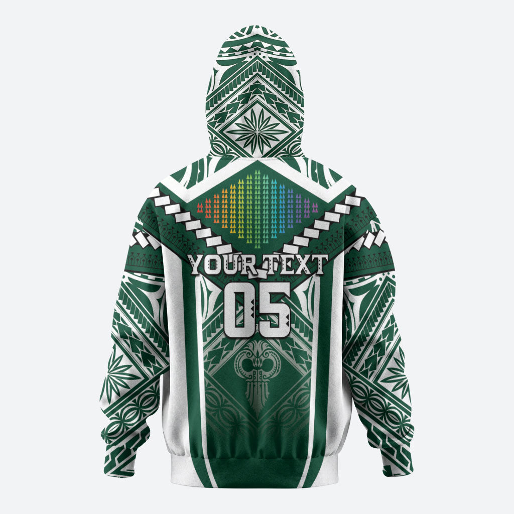 Custom Hawaii Warriors Football Hoodie Rainbow Kakau Pattern Green LT05 - Polynesian Pride